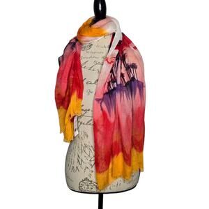 Fraas Colorful Sheer Palm Tree Print Women's Lightweight Scarf NEW
